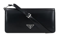 PRADA Leather Crossbody Bag Women's Black