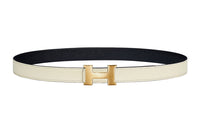 HERMES Leather Belts Women's Cream White
