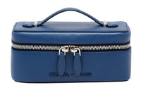 PRADA Saffiano Leather Toiletry Bag Small Size Women's Blue