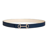 HERMES Calfskin Leather Belts Women's Blue White Width 2.4CM