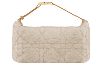 DIOR DiorTravel Wicker Grid Sheep Fur Portable Clutch Medium Size Women's Natural