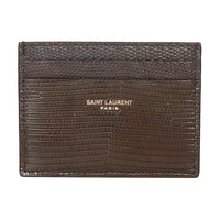 SAINT LAURENT Leather Card Holder Men's Brown Green