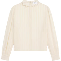 CELINE Cropped Blouse In Muslin Cotton And Wool