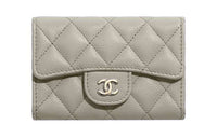 CHANEL Lambskin Coin Purse Women's Milk Coffee