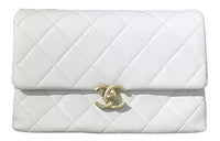 CHANEL Calfskin Shoulder Bag Crossbody Bag Women's White