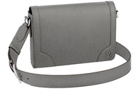 LOUIS VUITTON Embossed Cow Leather Messenger Bag, Shoulder Bag Men's Gray