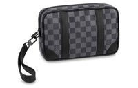 LOUIS VUITTON Graphite Canvas With Leather Clutch Men's Black/Gray