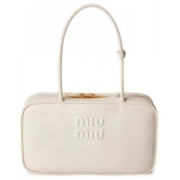 MIU MIU Beau Cow Leather Shoulder Bag Medium Size Women's Chalk White
