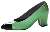 CHANEL Chunky Heel High Heels 6.5cm Women's Green
