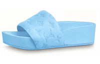 LOUIS VUITTON Jumbo Flatform Abrasion Resistant Slide Slippers Women's Blue