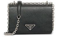 PRADA Saffiano Leather Envelope Bag, Shoulder Bag, Crossbody Bag Women's Black