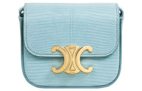 CELINE Triomphe Lizard Skin Crossbody Bag Mini Women's California Blue