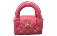 CHANEL Fabric Surface Clutch, One Shoulder Handbag Extra Mini Women's Pink