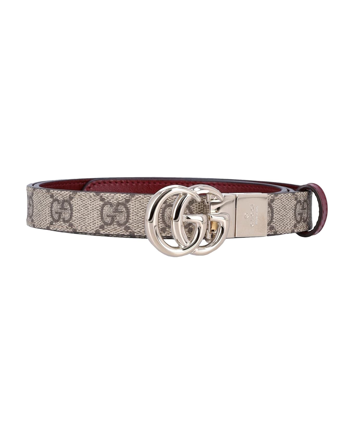 (WMNS) Gucci 25 GG Marmont Reversible Thin Belt 'Beige Red' 659418-92TIG-9792