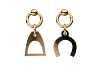HERMES Amulette Equestre Earrings Women's Gold Brown
