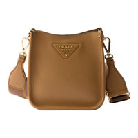 PRADA Cow Leather Shoulder Bag Mini Women's Camel