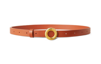 Loro Piana Round Smooth Buckle Leather Belts Women's Orange Width: 2cm