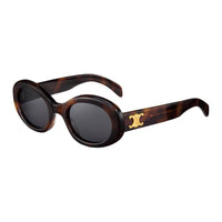 CELINE Acetate Oval Sunglasses Women's Tortoiseshell