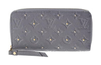 LOUIS VUITTON Leather Wallet Unisex Silver Gray