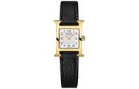 HERMES Heure H Wrist Watch Quartz Movement Genuine Leather Strap 21*17mm White Dial Women's Watch