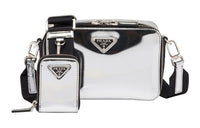 PRADA Brique Leather Messenger Bag Crossbody Bag Shoulder Bag Men's Silver