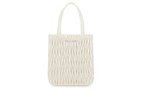 MIU MIU Leather Tote Bag Shopping Bag Shoulder Bag Handbag Women's Ecru