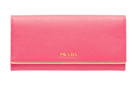 PRADA Saffiano Leather Wallet Women's Pink Peony