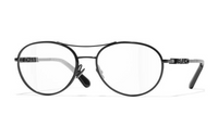 CHANEL Metal Aviator Eyeglass Frames Unisex Black
