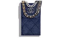 CHANEL 19Bag Denim Cell Phone Pouch Women's Dark Blue