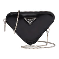 PRADA Leather One Shoulder Crossbody Clutch Mini Women's Black