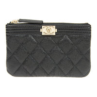 CHANEL Cow Leather Clutch Women's Black