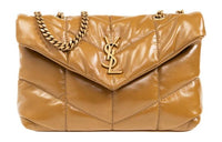 SAINT LAURENT Lambskin Crossbody Bag Shoulder Bag Women's Yellow Brown