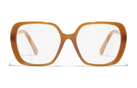 CHANEL Acetate Metal Square Eyeglass Frames Unisex Brown