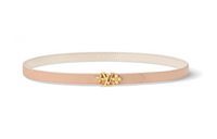 LOUIS VUITTON Letter Combination Smooth Buckle Leather Belts Women's Beige Width 1.8cm