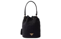 PRADA Raffia Bucket Bags Shoulder Bag Crossbody Bag Mini Women's Black