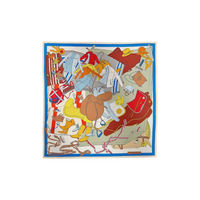 HERMES Silk Scarves Women's Blue/Yellow/Red