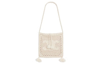 CELINE Triomphe Wool Beach Bag Handbag Shoulder Bag Women's White