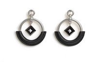 HERMES Metal Calfskin Palladium-Plated Earrings Women's Silver