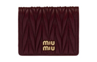 MIU MIU Nappa Leather Card Holder Wallet Small Size Women's Burgundy