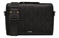 DIOR Smooth Cow Leather Messenger Bag Handbag Shoulder Bag Crossbody Bag Small Size Men's Black