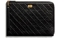 CHANEL 2.55 Calfskin Clutch Women's Black
