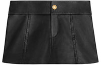 CELINE Leather Short Skirts Women's Black