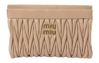 MIU MIU Matelassé Nappa Leather Clutch Women's Sand Beige Yellow
