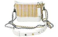 CHANEL Gabrielle Calfskin Crossbody Handbag Shoulder Bag Small Size Women's White