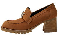 HERMES Chunky Heel High Heels 6cm Women's Brown