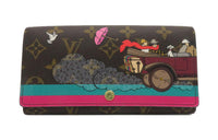 LOUIS VUITTON Sarah Long Canvas Cow Leather Wallet Regular Women's Brown
