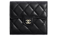 CHANEL Classic Flap CF Sheepskin Wallet Women's Black