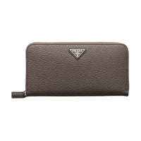 PRADA Leather Wallet Women's Gray Brown