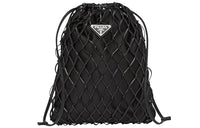 PRADA Fabric With Leather Shoulder Bag Crossbody Bag Women's Black
