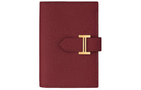 HERMES Bearn Cow Leather Card Holder Women's Maroon